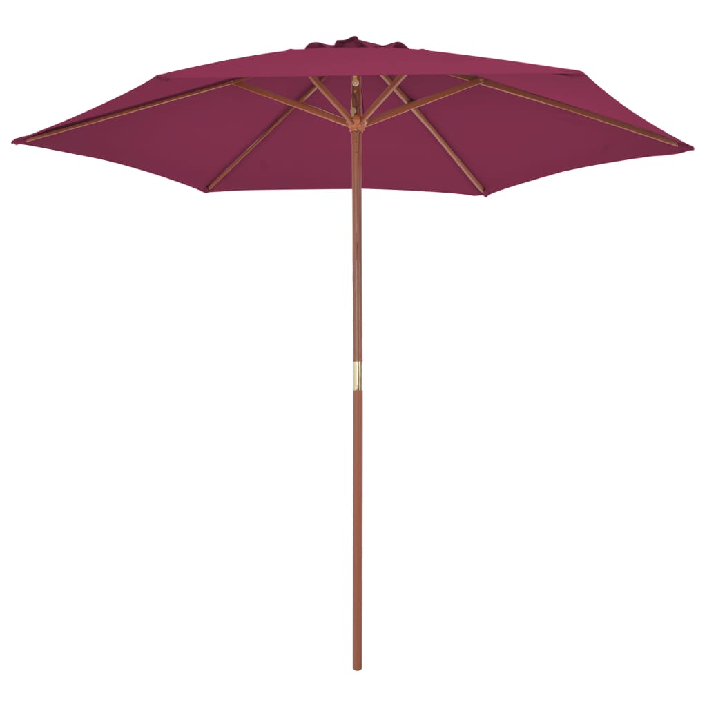 parasol 270 cm træstang bordeauxrød