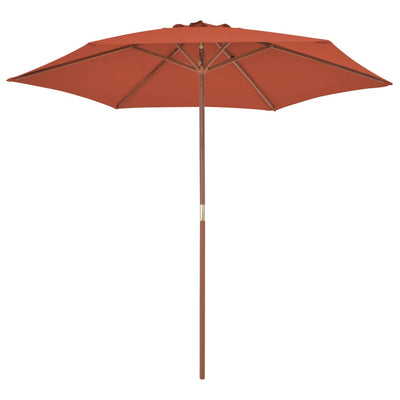 parasol 270 cm træstang terrakottafarvet