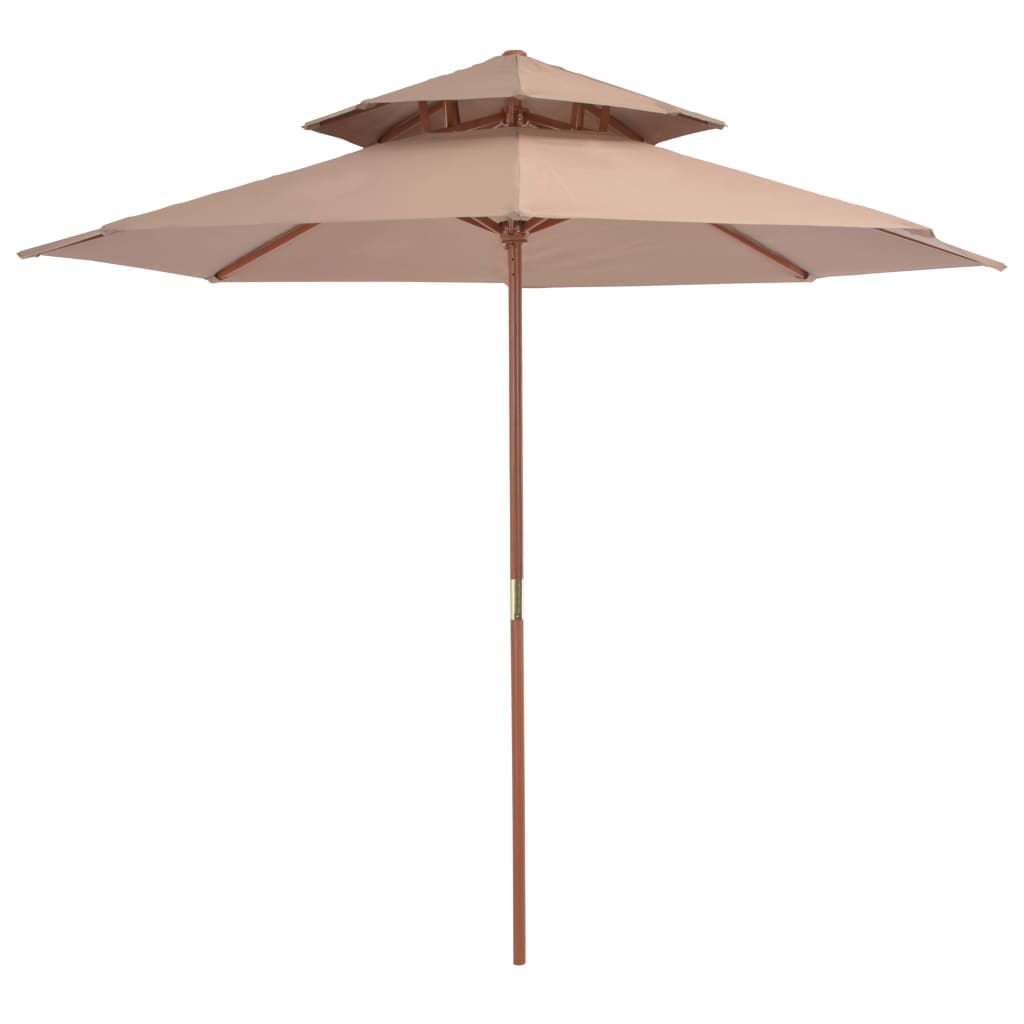 parasol 270 cm træstang gråbrun