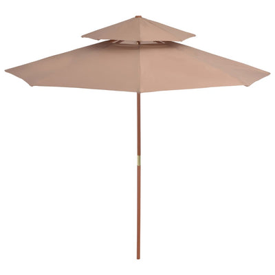 parasol 270 cm træstang gråbrun