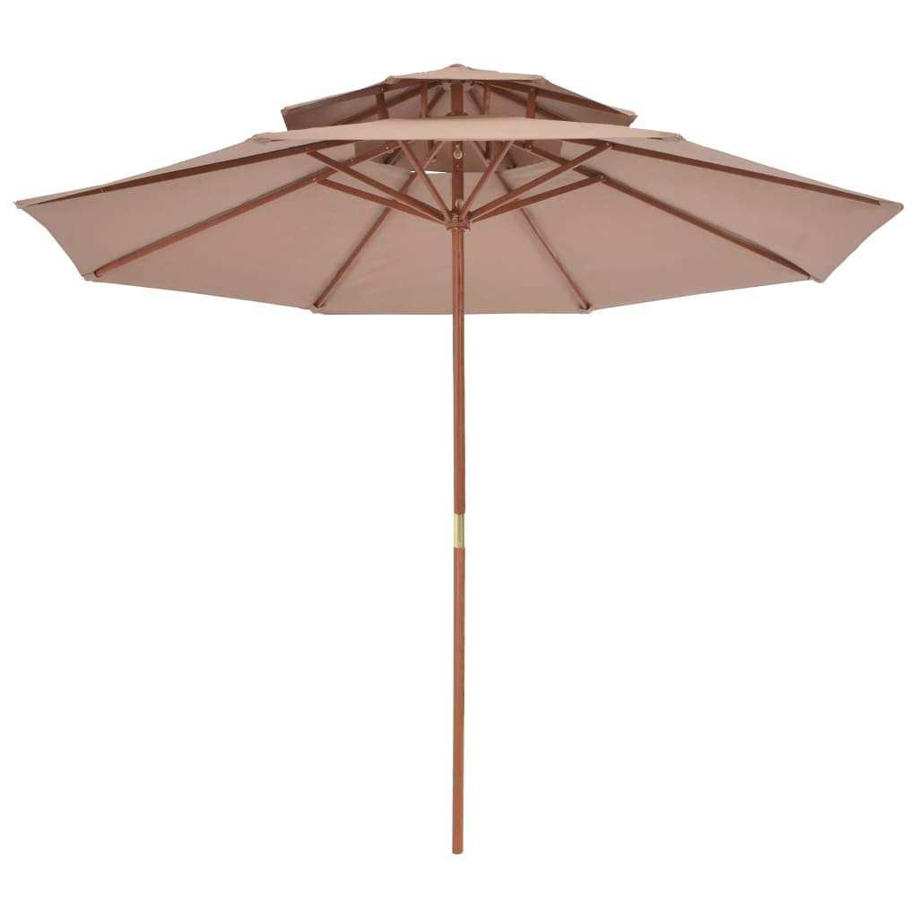 parasol 270 cm træstang gråbrun