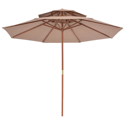 parasol 270 cm træstang gråbrun