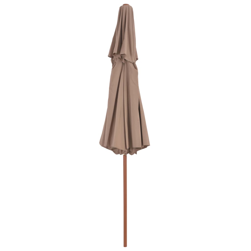 parasol 270 cm træstang gråbrun