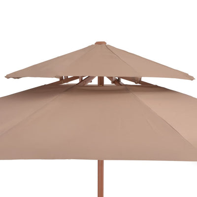 parasol 270 cm træstang gråbrun