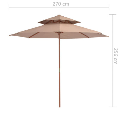 parasol 270 cm træstang gråbrun