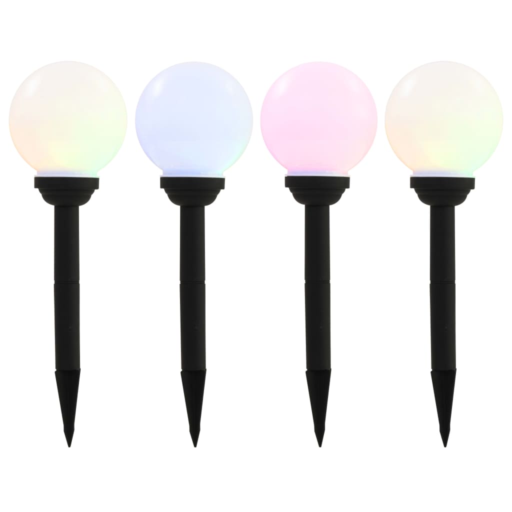 LED-solcellelamper 4 stk. 15 cm rund RGB-farver