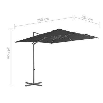 hængeparasol 250x250 cm stålstang antracitgrå