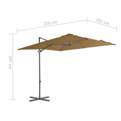 hængeparasol 250x250 cm stålstang gråbrun