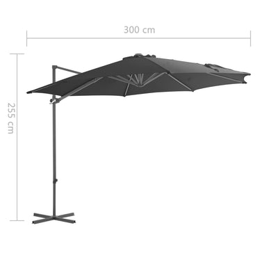 hængeparasol 300 cm stålstang antracitgrå