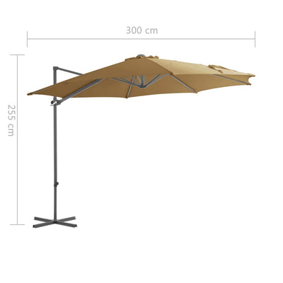 hængeparasol 300 cm stålstang gråbrun