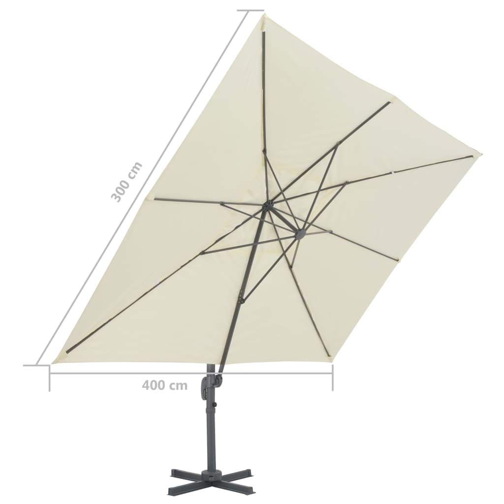 hængeparasol 400x300 cm aluminiumsstang sandfarvet