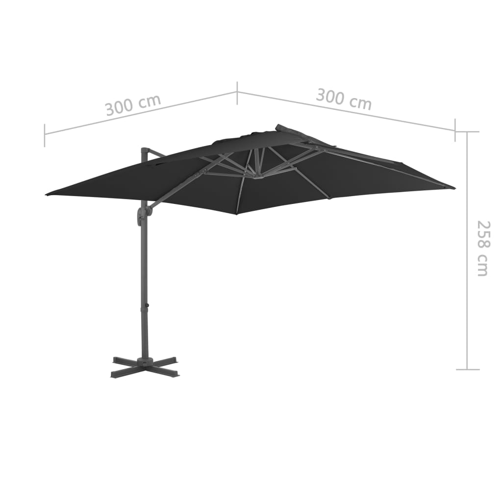 hængeparasol 300x300 cm aluminiumstang antracitgrå