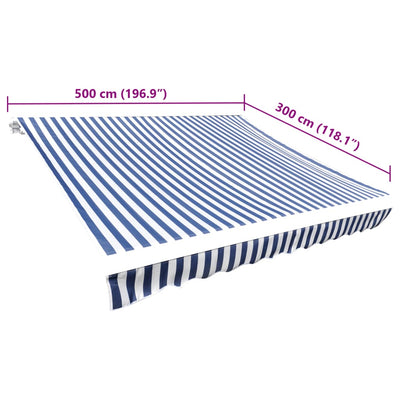 markisedug 500x300 cm blå og hvid