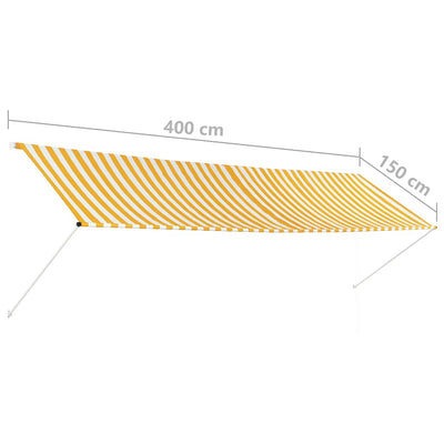 foldemarkise 400x150 cm gul og hvid