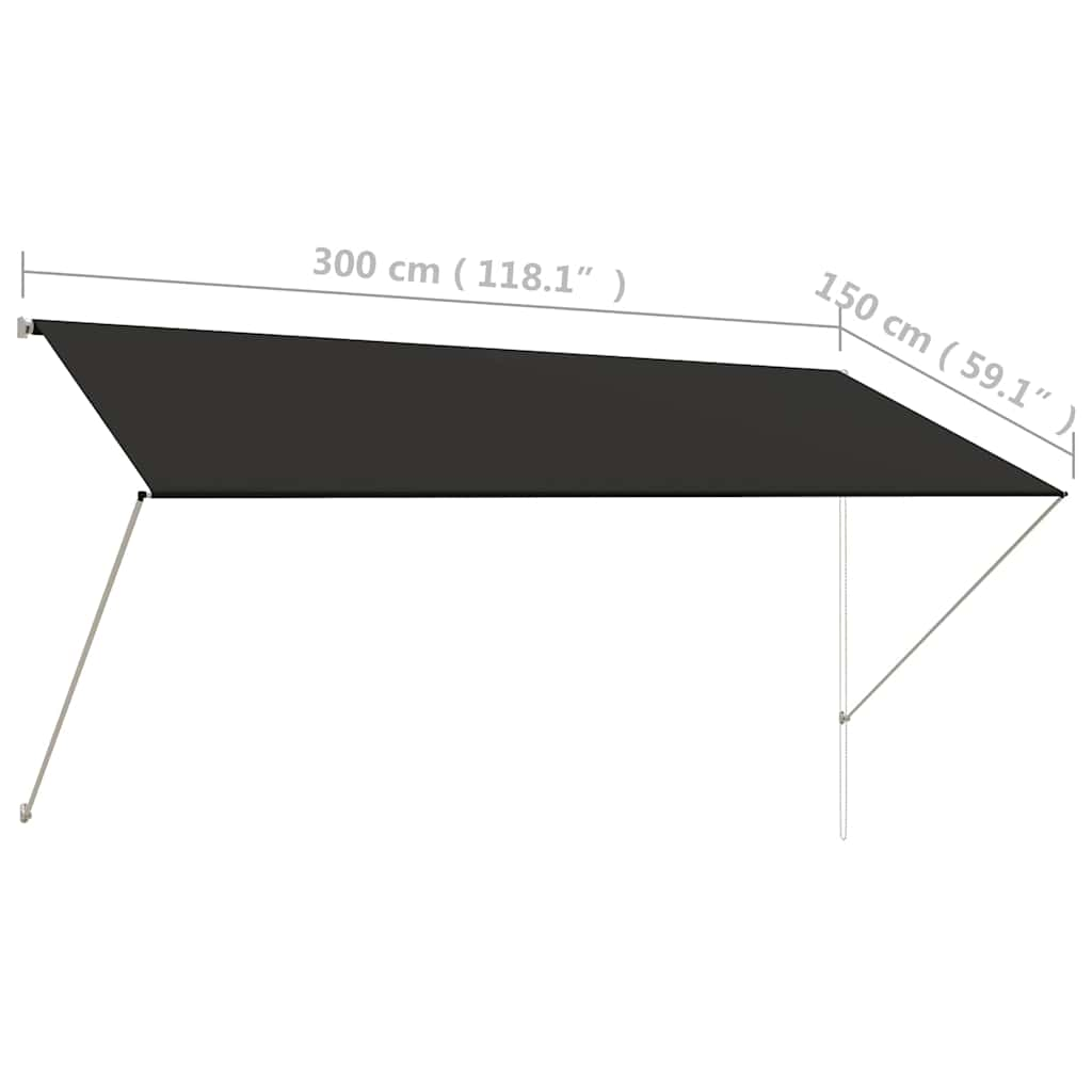 foldemarkise 300x150 cm antracitgrå