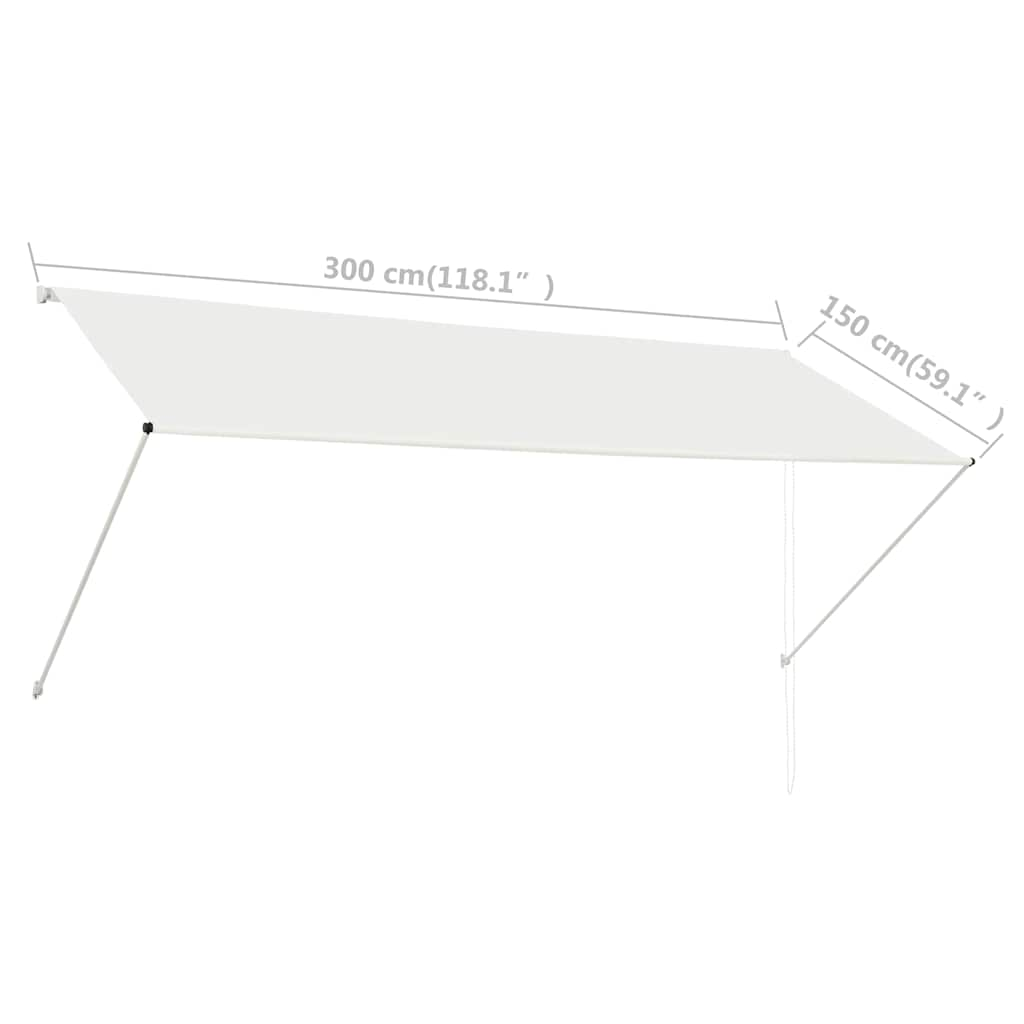 foldemarkise 300x150 cm cremefarvet