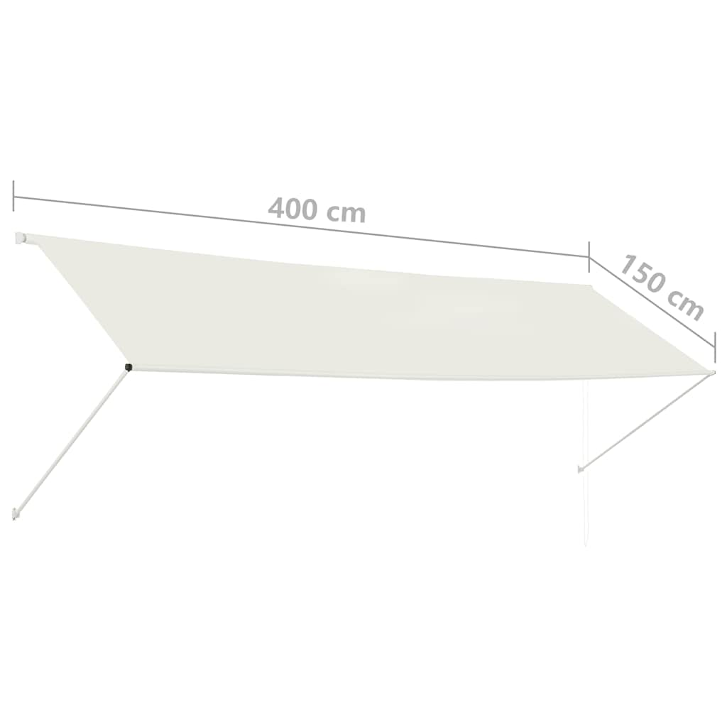 foldemarkise 400x150 cm cremefarvet