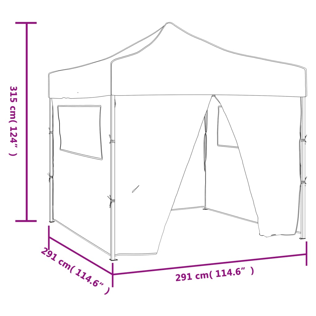 foldbart festtelt pop-up med 4 sidevægge 3 x 3 m antracitgrå