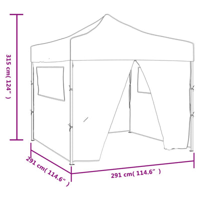 foldbart festtelt pop-up med 4 sidevægge 3 x 3 m antracitgrå