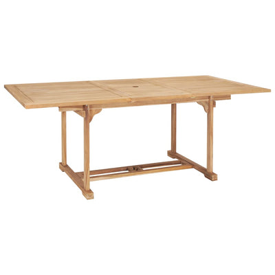 udendørs spisebordssæt 7 dele 150-200x100x75 cm massivt teak