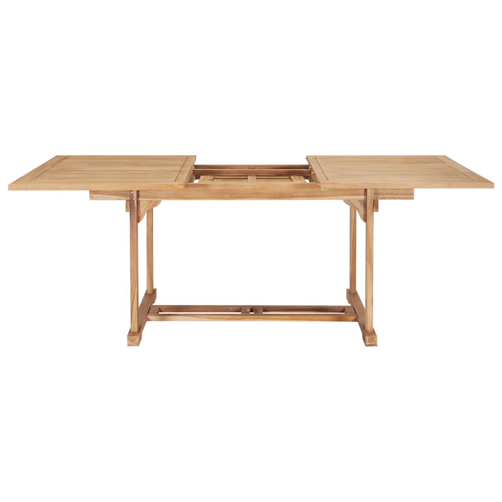 udendørs spisebordssæt 7 dele 150-200x100x75 cm massivt teak