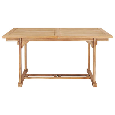 udendørs spisebordssæt 7 dele 150-200x100x75 cm massivt teak