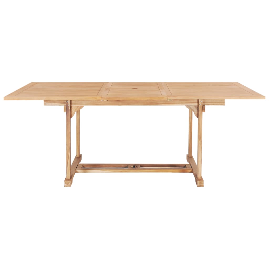 udendørs spisebordssæt 7 dele 150-200x100x75 cm massivt teak