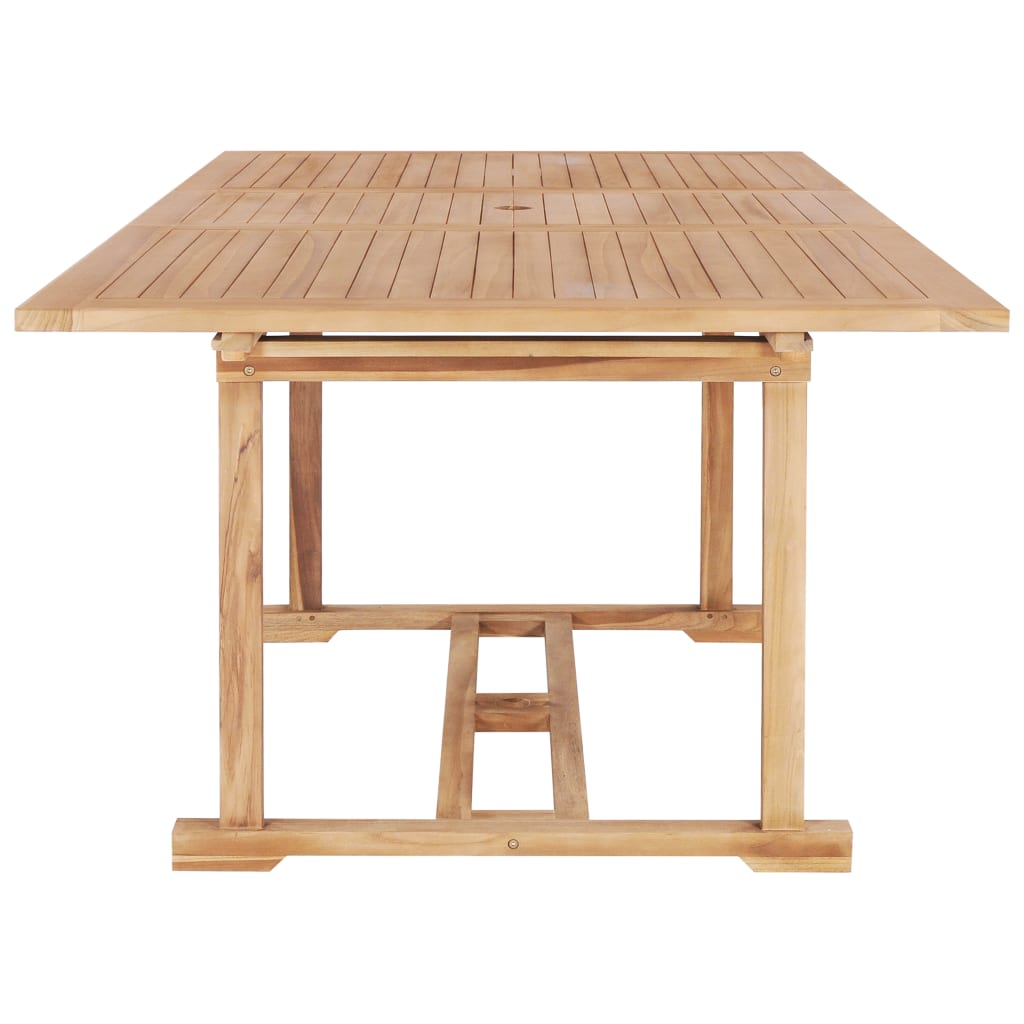 udendørs spisebordssæt 7 dele 150-200x100x75 cm massivt teak