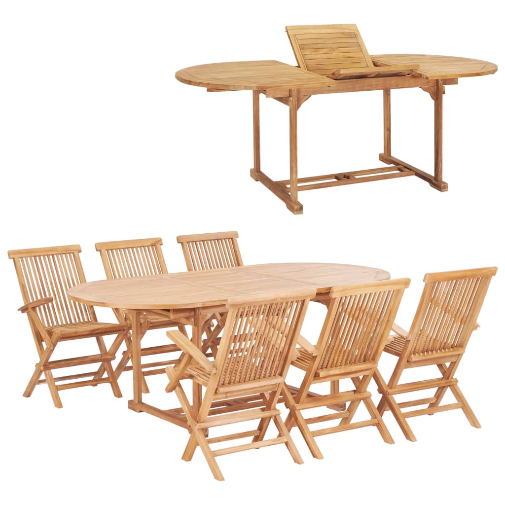 udendørs spisebordssæt 7 dele 150-200x100x75 cm  massivt teak