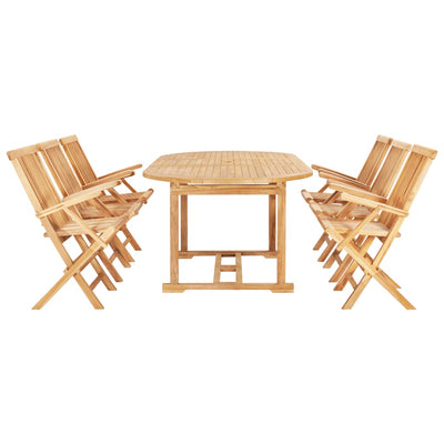 udendørs spisebordssæt 7 dele 150-200x100x75 cm  massivt teak