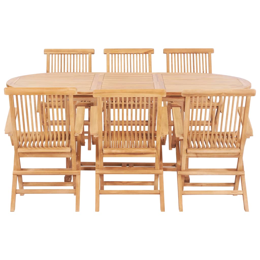 udendørs spisebordssæt 7 dele 150-200x100x75 cm  massivt teak