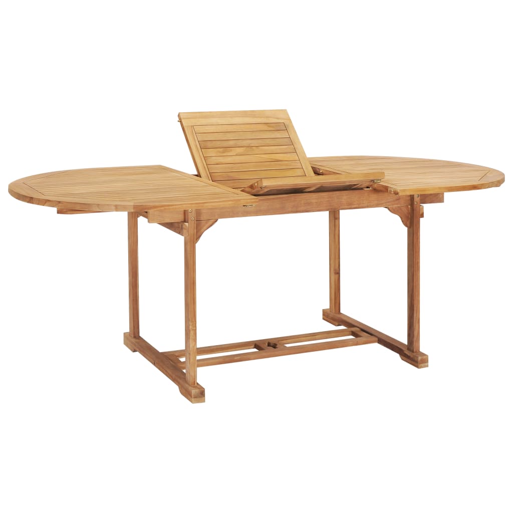 udendørs spisebordssæt 7 dele 150-200x100x75 cm  massivt teak