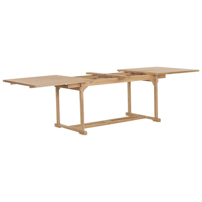 udendørs spisebordssæt 9 dele 180-280x100x75 cm massivt teak