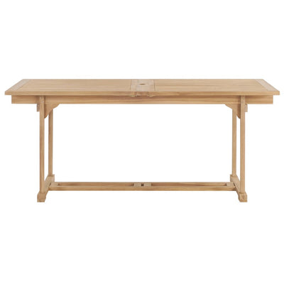 udendørs spisebordssæt 9 dele 180-280x100x75 cm massivt teak