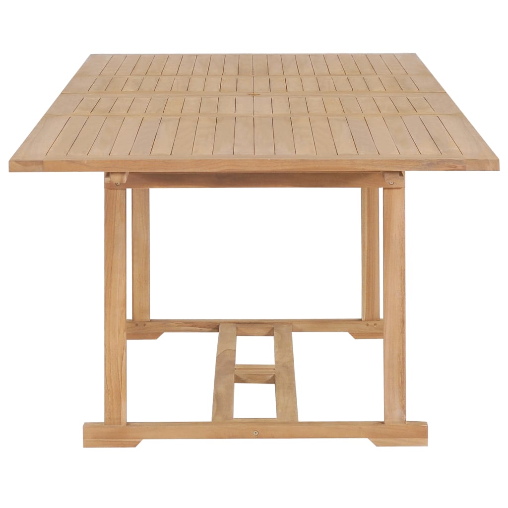 udendørs spisebordssæt 9 dele 180-280x100x75 cm massivt teak