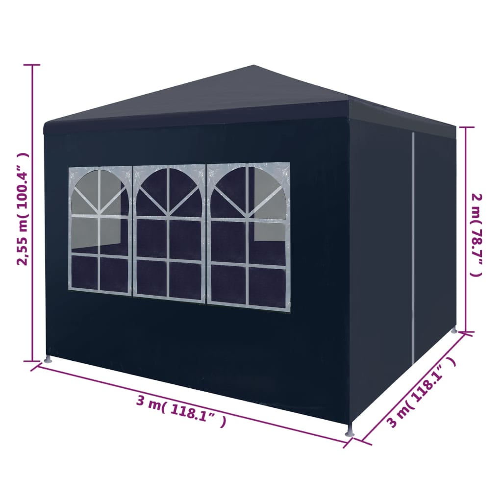 festtelt 3 x 3 cm blå