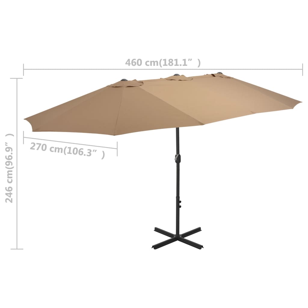 parasol 460x270 cm aluminiumsstang gråbrun