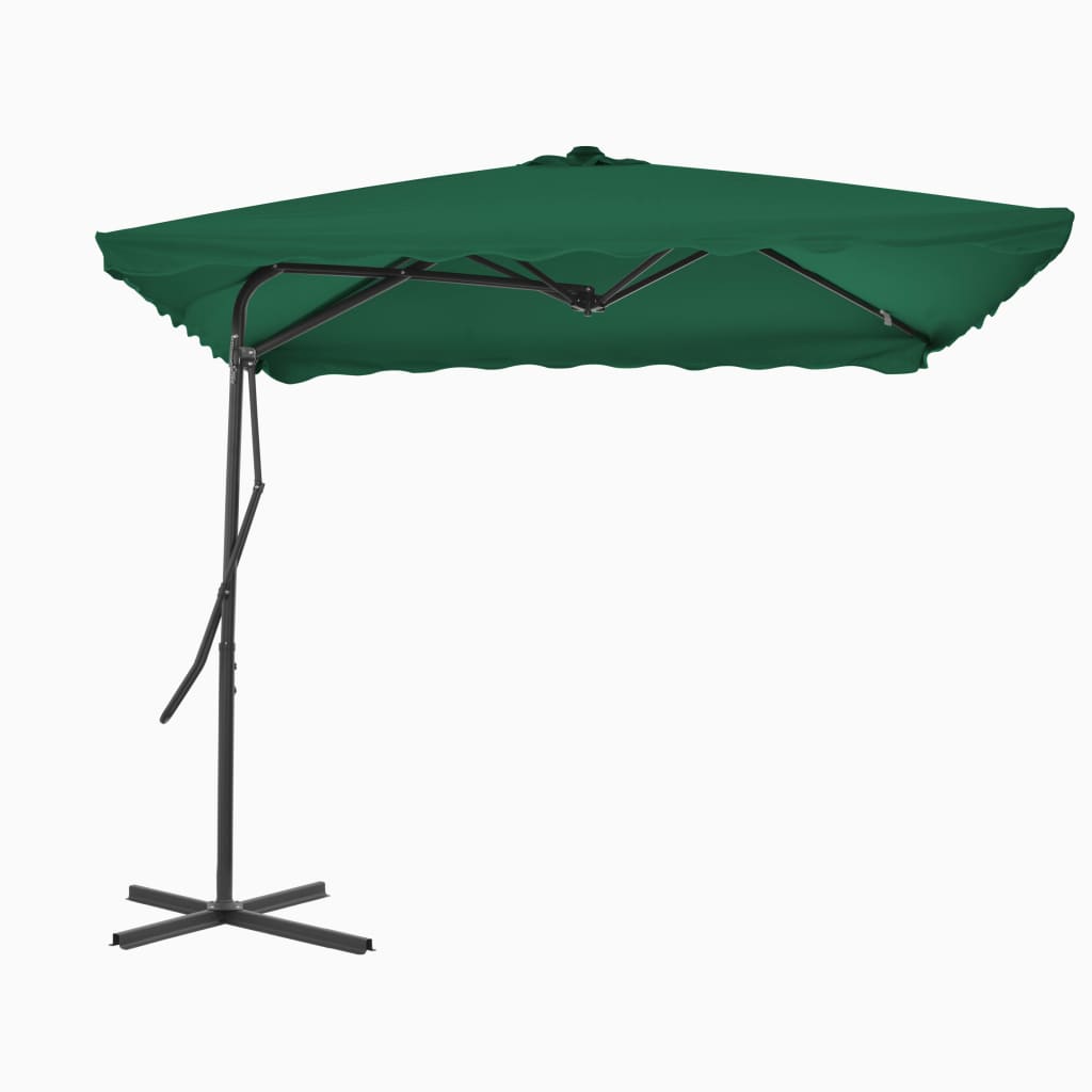 parasol 250x250 cm stålstang grøn