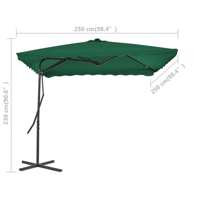 parasol 250x250 cm stålstang grøn