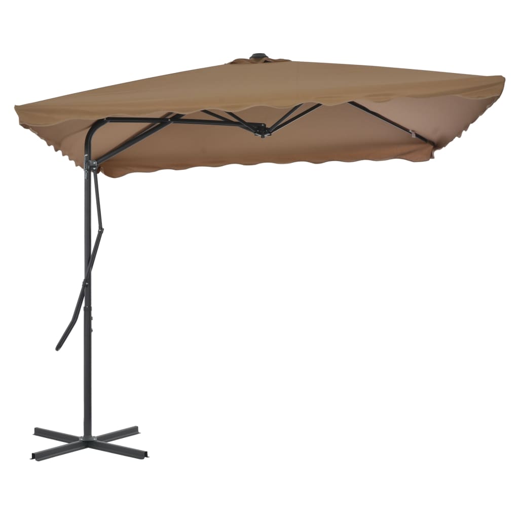 parasol 250x250 cm stålstang gråbrun