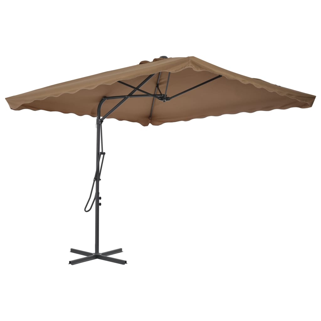 parasol 250x250 cm stålstang gråbrun