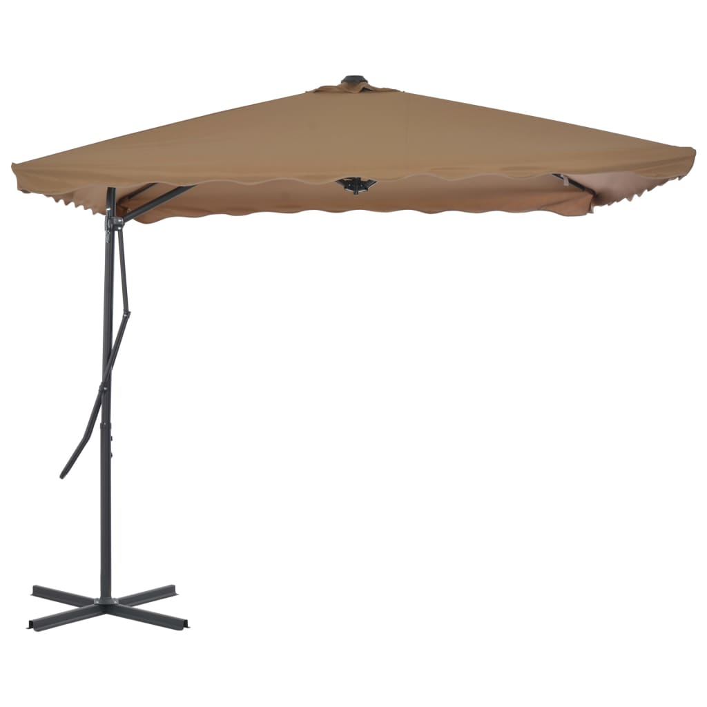 parasol 250x250 cm stålstang gråbrun