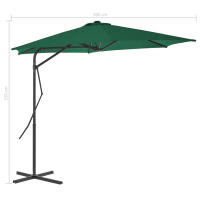 parasol 300 cm stålstang grøn