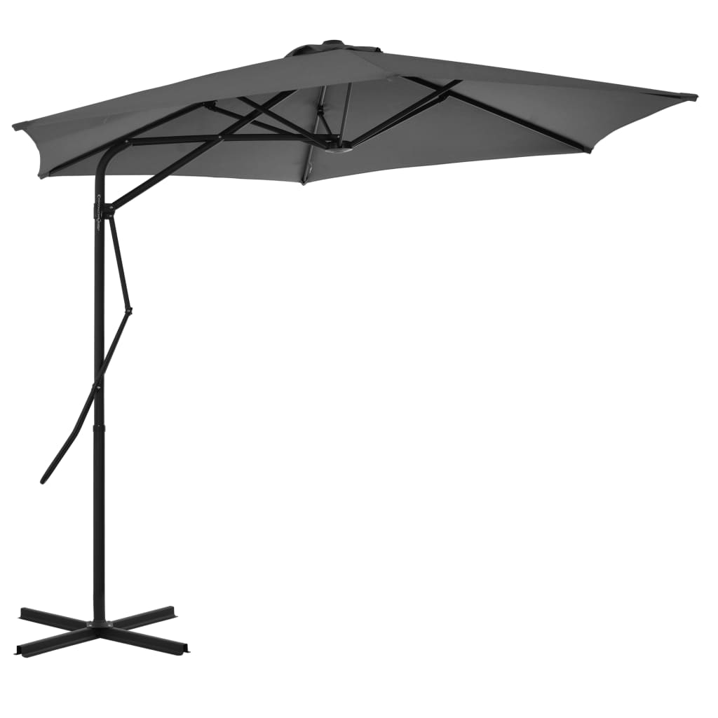 parasol 300 cm stålstang antracitgrå