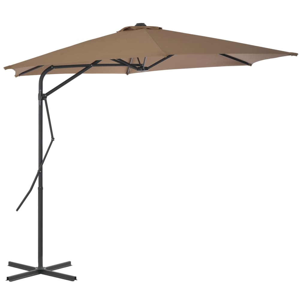 parasol 300 cm stålstang gråbrun