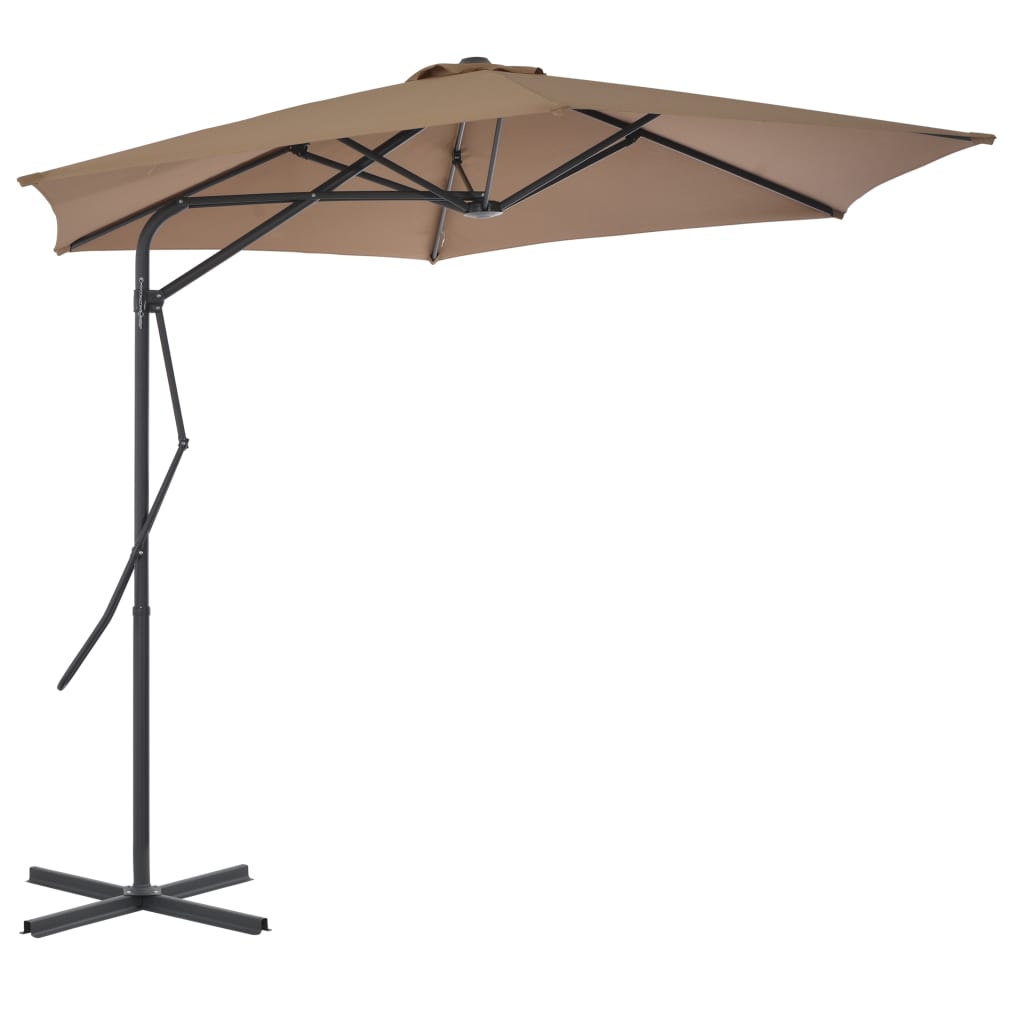 parasol 300 cm stålstang gråbrun