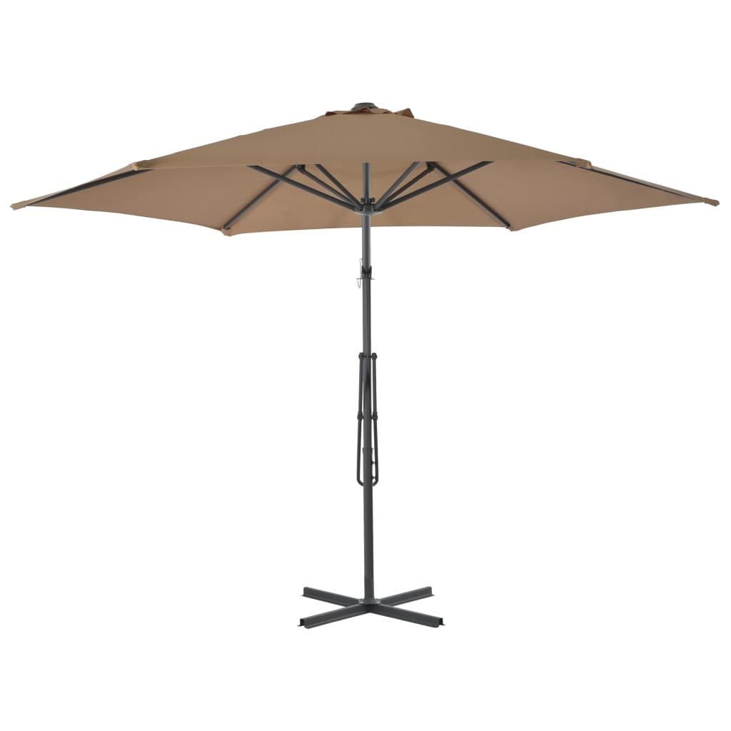 parasol 300 cm stålstang gråbrun