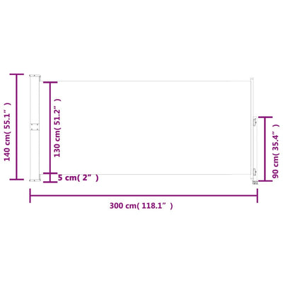 sammenrullelig sidemarkise til terrassen 140 x 300 cm sort