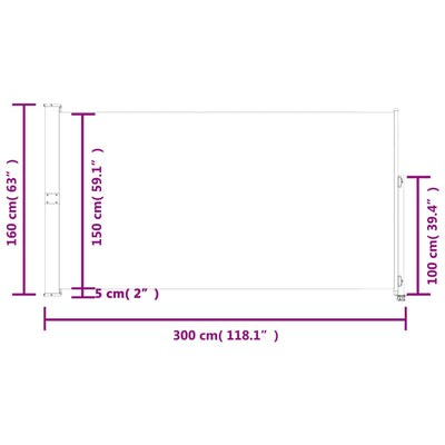 sammenrullelig sidemarkise til terrassen 160 x 300 cm sort