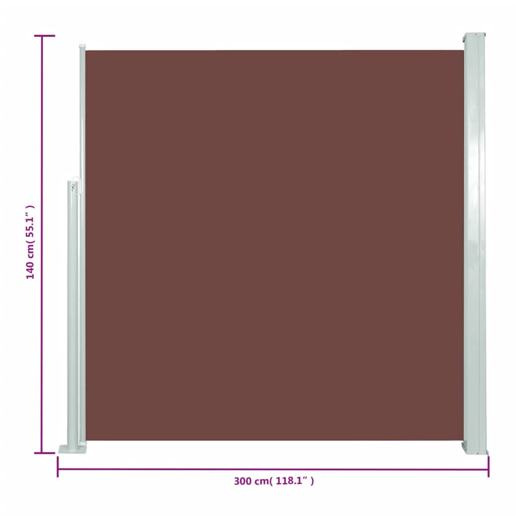 sammenrullelig sidemarkise 140 x 300 cm brun